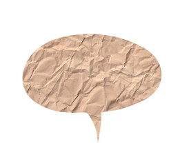 Beige Crumpled Paper Speech Bubble Isolated on Transparent Background for Messages
