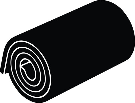 Illustration black rolled yoga mat icon graphic silhouette vector