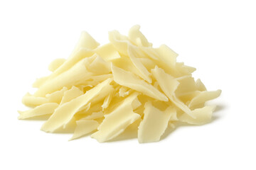Shaved cheese ribbons forming a delicious pile, ready for garnishing dishes and adding flavor, isolated on transparent background