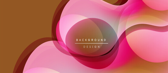 Abstract fluid shapes, pinks, browns create modern background. Soft gradients, overlapping forms suggest movement, depth. Design elements present.