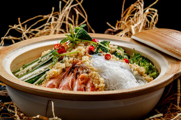 Okra, Vegetable, Vermicelli, and Shrimp Casserole