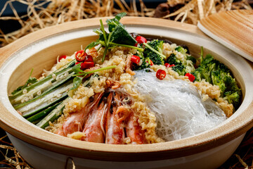 Okra, Vegetable, Vermicelli, and Shrimp Casserole