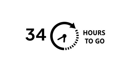 34 -Hour's timer illustration. Countdown timer clock icon.