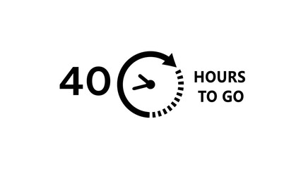 40 -Hour's timer illustration. Countdown timer clock icon.