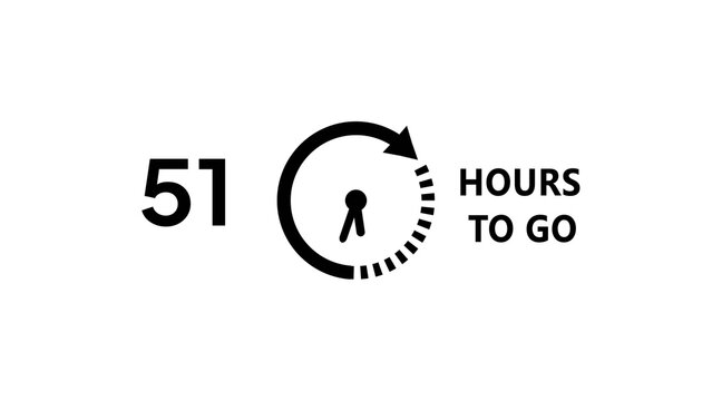 51 -Hour's timer illustration. Countdown timer clock icon.
