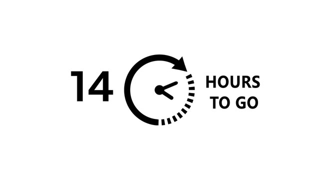 14 -Hour's timer illustration. Countdown timer clock icon.
