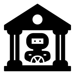 Foundation of AI Law Glyph Icon. Artificial Intelligence Integration into Banking, Government, and Legal Institutions - Regulating the Core of Digital Finance and Public Service