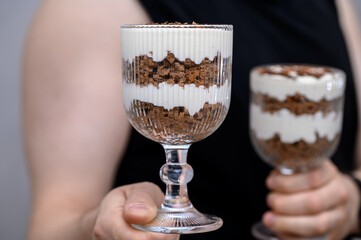 Coffee tiramisu dessert served in a cup