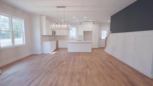 Modern open concept kitchen and living room interior design