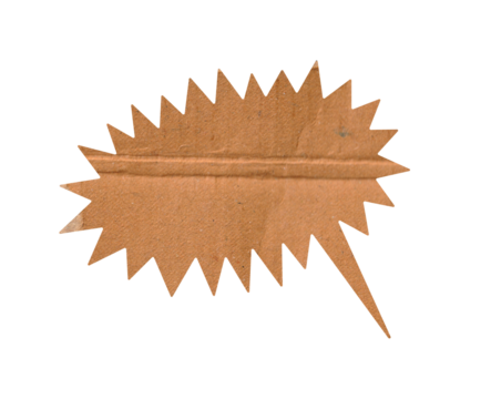 Brown Recycled Cardboard Speech Bubble with Fold Line Texture