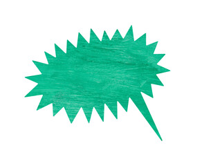 Green Painted Wood Texture Comic Speech Bubble Burst Shape