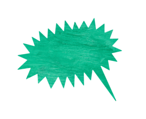 Green Painted Wood Texture Comic Speech Bubble Burst Shape