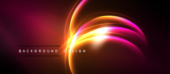 Abstract vibrant design features flowing curves, bright colors. Gradient background creates dynamic visual effect. Modern aesthetic.