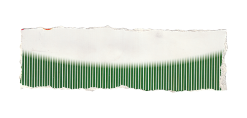 Green Striped Ripped Paper Piece Isolated