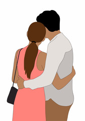 This image showcases a romantic moment between two individuals as they embrace, capturing their connection and warmth in an artistic representation of love.