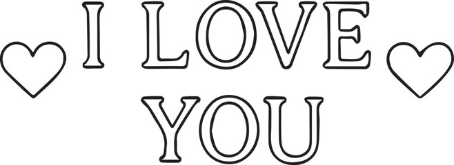 Elegant vector “I love you” lettering in hand-drawn calligraphy style. Clean black-and-white design perfect for Valentine’s Day cards, romantic prints, branding, stickers, wedding decor and gifts.