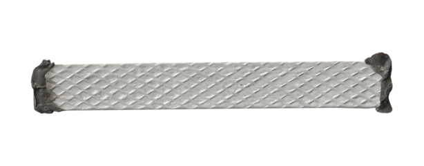 Grunge Industrial Metal Strip with Diamond Plate Texture and Melted Tar Ends, Isolated