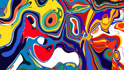 seamless pattern with colorful fishes and waves