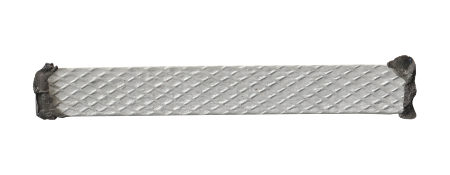 Grunge Industrial Metal Strip with Diamond Plate Texture and Melted Tar Ends, Isolated