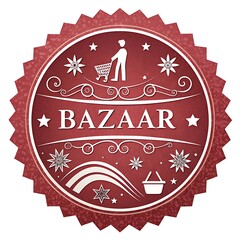 Bazaar logo seal stars vector icon illustration premium quality white