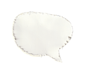 Blank White Torn Paper Speech Bubble with Rough Texture