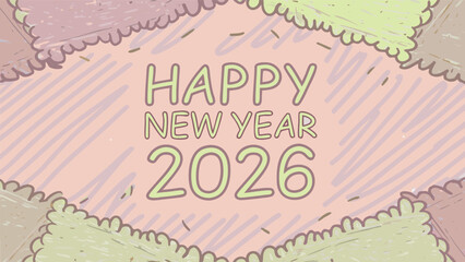 Happy new year 2026 with a quilted background