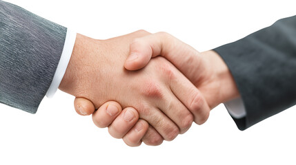 Fototapeta premium Business handshake close-up, partnership agreement concept, transparent background