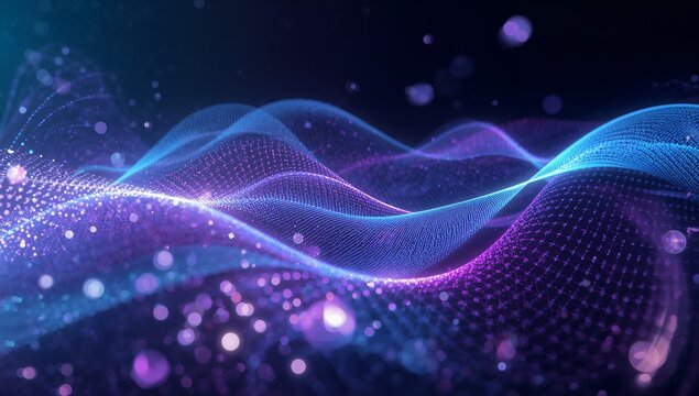 Dynamic purple and blue wave pattern for futuristic technology and modern innovation concepts, creating stunning visual impact for digital projects