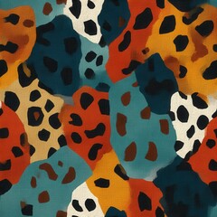 Vibrant Abstract Seamless Pattern with Bold Colors and Organic Shapes for Textiles and Backgrounds

