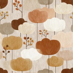Elegant Seamless Floral Pattern with Earthy Tones for Textile and Wallpaper Design