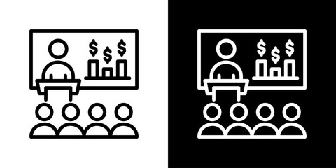 Presentation Icon Vector Illustration. Fresh Line Design Built For Creative Flexibility In Light And Dark Versions. 