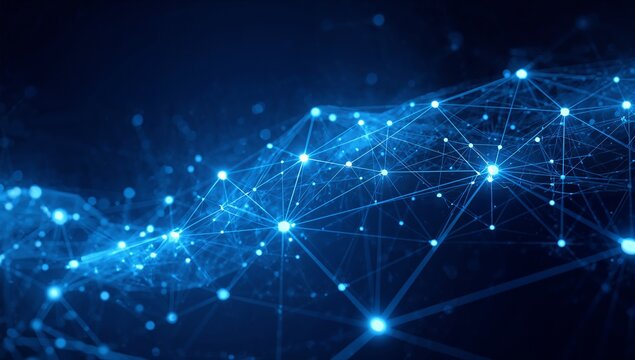 Experience the cutting edge of technology with this modern blue network, perfect for backgrounds, presentations, and conveying connectivity and innovation