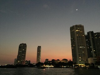 Bangkok Riverside Cityscape with High-Rise Buildings