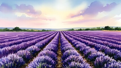 Fototapeta premium Lavender field sunset