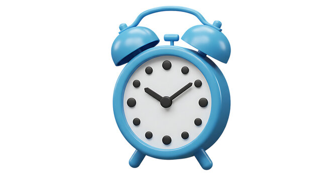3d icon of blue alarm clock isolated on transparent background