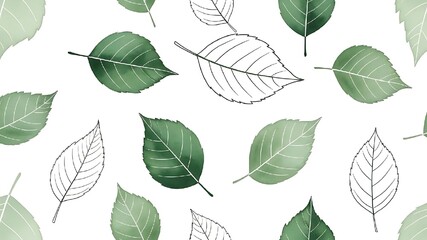 Seamless pattern of green leaves
