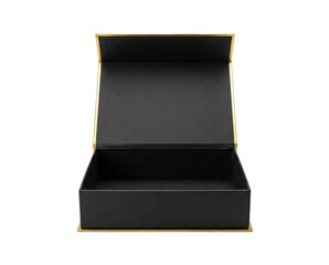 Open Black Luxury Gift Box With Gold Edges