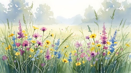 Watercolor meadow flowers