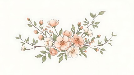 Peach blossom branch illustration