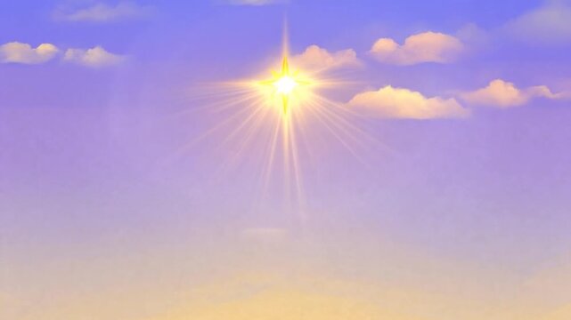 Golden star over soft gradient sky, calm spiritual atmosphere, perfect for epiphany