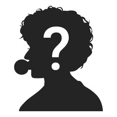 Question Mark in Head Silhouette. Question Mark Silhouette. Thinking and Curiosity Concept Vector.