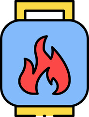 Gas cylinder with flame icon, suitable for energy, fuel, or cooking-related projects, 8