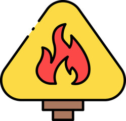 Warning Sign Icon Alerting of Fire Hazard with Flame Symbol in a Yellow Triangle