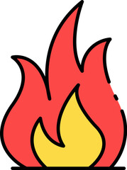 Fiery Design A Flame Icon with Bold Outlines for Dynamic Visual Communication
