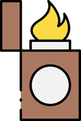 Minimalist Lighter Icon with Burning Flame for Design Projects