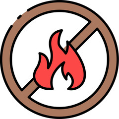 Do not ignite a fire Prohibitory circular sign, flame and prohibition, burning warning, no fire