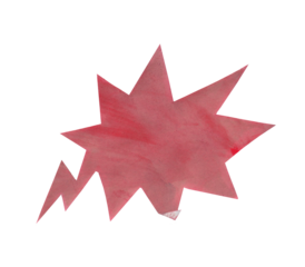 Handmade Red Watercolor Comic Explosion Bubble, Isolated on Transparent Background