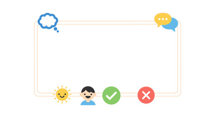 Infographic elements with speech bubbles and icons connected by lines on