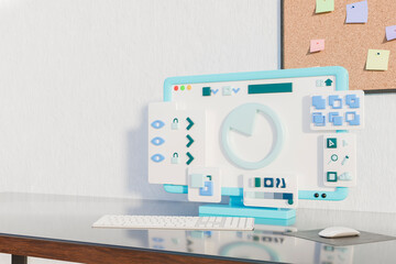3D interface with monitor and minimal workspace