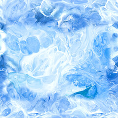 Seamless pattern of abstract blue painting. Art creative hand painted background, marble texture, abstract ocean, acrylic painting.